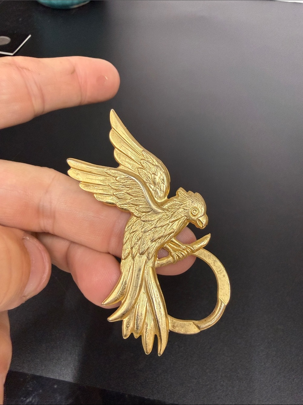 Gold Parrot Brooch - Elegant Bird Pin
